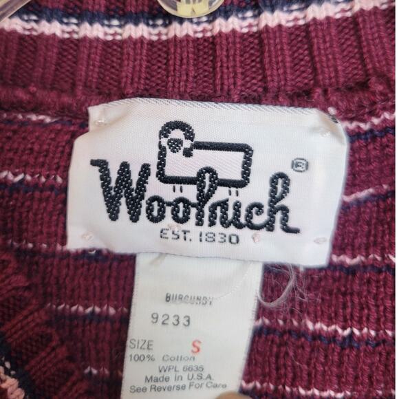 Vintage Woolrich Sweater Burgundy Polka Dot Ribbed Preppy Men's Size Small - Picture 2 of 9